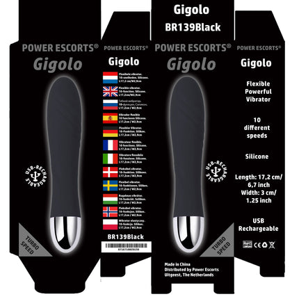Power Escorts Gigolo G Spot Vibrator - Black - Rechargeable - BR139