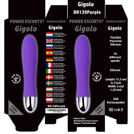 Power Escorts Gigolo G Spot Vibrator - Purple - Rechargeable - BR139