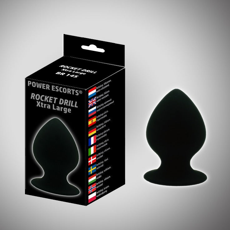 Power Escorts - BR145 - Rocket Drill Xtra Large - Anal Plug - Strong Suction Cup - 13 × 7,2 CM / 5,05 × 2,8 Inch - Black