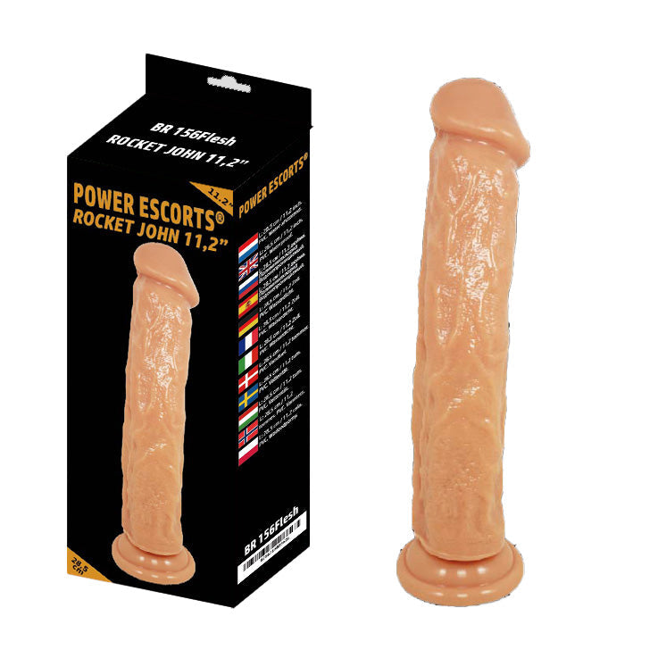 Power Escorts - BR156 - Rocket John 11.2'' - Mega Realistic Dildo - 11.2 Inch / 28.5 CM - Flesh