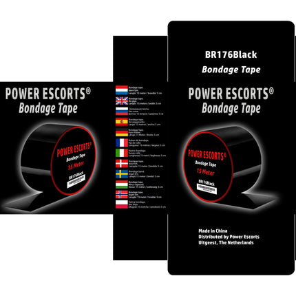 Power Escorts - BR176 - Bondage Tape - Kinky Fetish - 15 Meters - Black