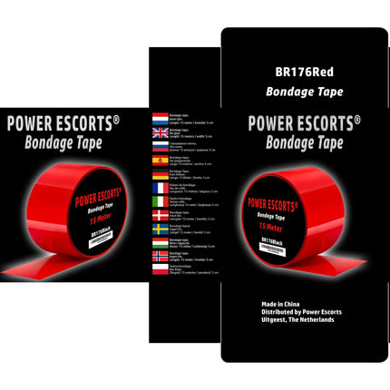 Power Escorts - BR176 - Bondage Tape - Kinky Fetish - 15 Meter - Red