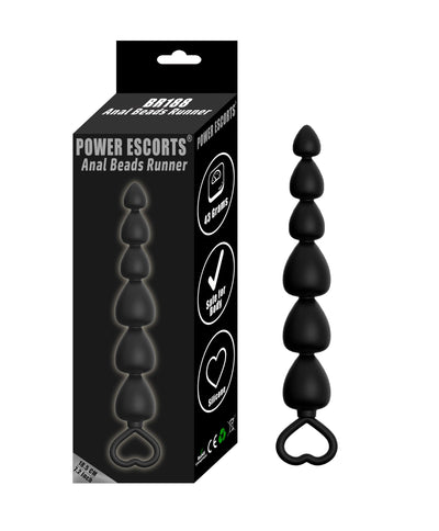 Anal Beads Runner Zwart Siliconen - 18,5 cm