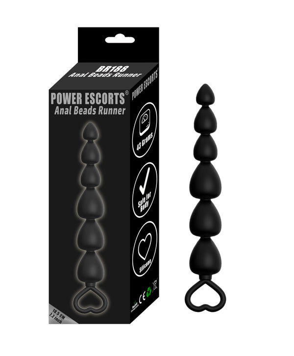 Anal Beads Runner Zwart Siliconen - 18,5 cm