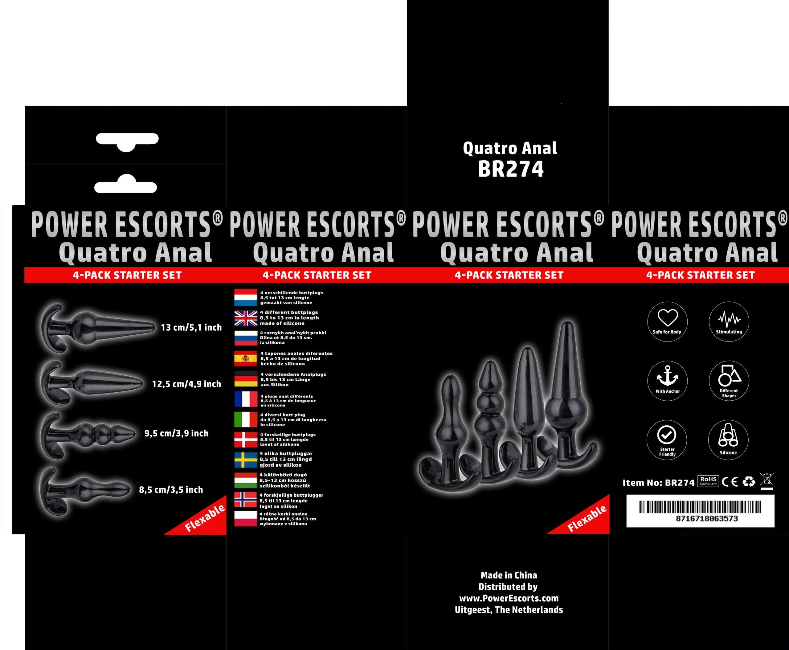 Power Escorts - BR274 - Quatro Anal Plugs - Anal Starter Set - 4-Pack Verpakkingdeals.nl Power Escorts - BR274 - Quatro Anal Plugs - Anal Starter Set - 4-Pack Verpakkingdeals.nl