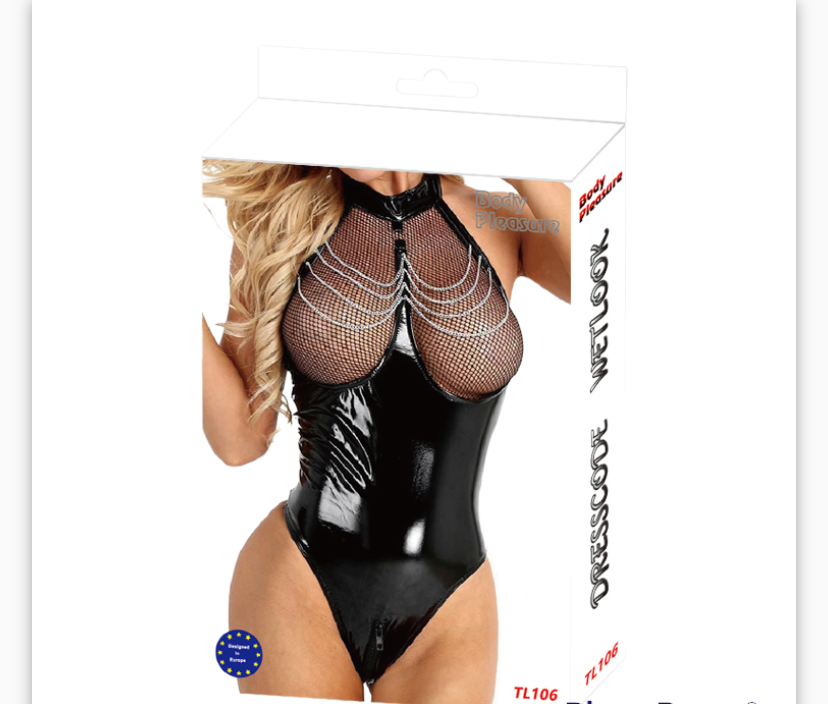 Body Pleasure Wet Look Open Borst Body - One Size Fits Most - TL106 - Geen Kleurdoos - Plastic Zak !!