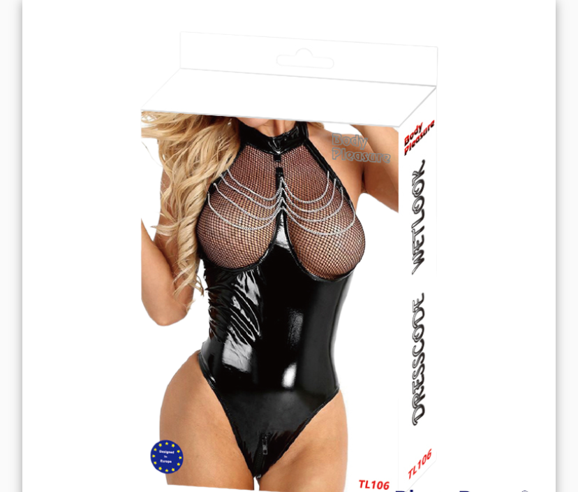 Wetlook Body Open Borst TL106 Zwart - One Size