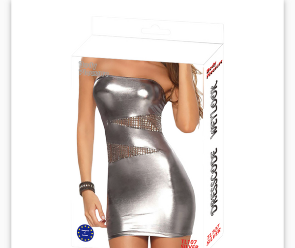 Wetlook Jurk Zilver TL107 - One Size