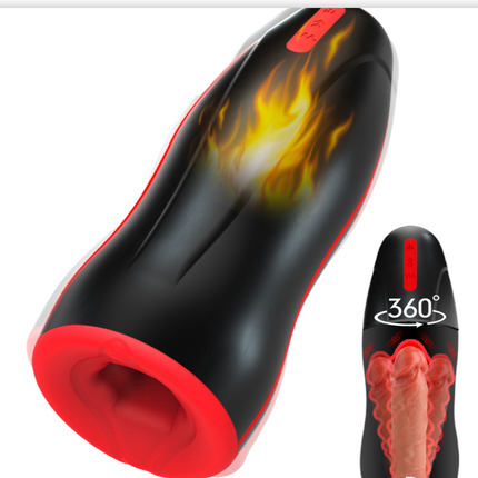 Luxury Play Big Rechargeable Masturbator - Heating - 2 Motors - Black - LP04 - Colour Box