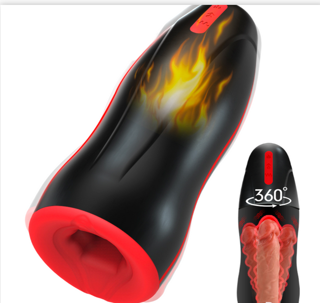 Luxury Play Big Rechargeable Masturbator - Heating - 2 Motors - Black - Neutral packing - AGS-F003