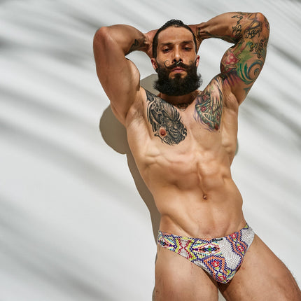 CUT4MEN - C4M01 - Low Brief Bikini Men Underwear - Aztec - 4 Sizes - 1 Piece