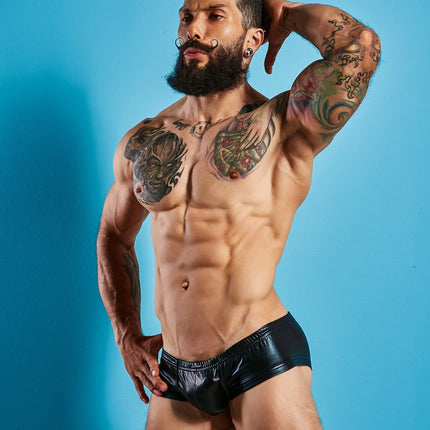 CUT4MEN - C4M10 - Booty Short Men Underwear - Wetlook Black - 4 Sizes - 1 Piece