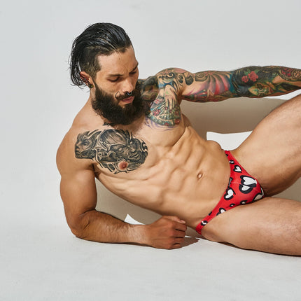 CUT4MEN - C4M11 - Brazilian Brief Men Underwear - Hearts Design - 4 Sizes - 1 Piece