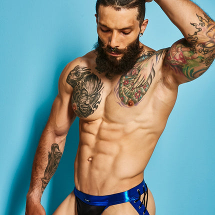 CUT4MEN - C4M14 - Desire Jockstrap Black Men Underwear - Jockstrap Blue - 4 Sizes - 1 Piece