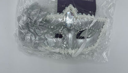 Power Escorts - BR205- Luxury Venetian Love Mask - Silver - with Stone - Adjustable - Fetish Power - Kinky Mask - Plastic bag