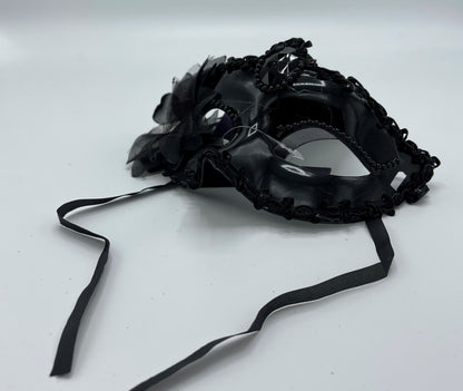 Power Escorts  - BR205- Luxury Venetian Love Mask - Black - with Stone - Adjustable - Fetish Power - Kinky Mask - Plastic bag