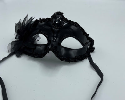 Venetiaans Masker Zwart met Steen - Verstelbaar