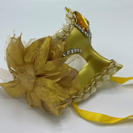 Power Escorts - BR205- Luxury Venetian Love Mask - Gold - with Stone - Adjustable - Fetish Power - Kinky Mask - Plastic bag