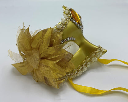 Power Escorts  - BR205- Luxury Venetian Love Mask - Gold - with Stone - Adjustable - Fetish Power - Kinky Mask - Plastic bag