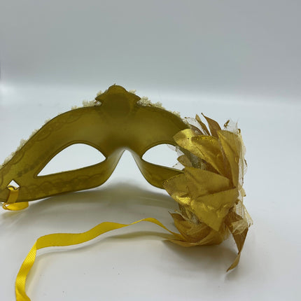 Power Escorts - BR205- Luxury Venetian Love Mask - Gold - with Stone - Adjustable - Fetish Power - Kinky Mask - Plastic bag