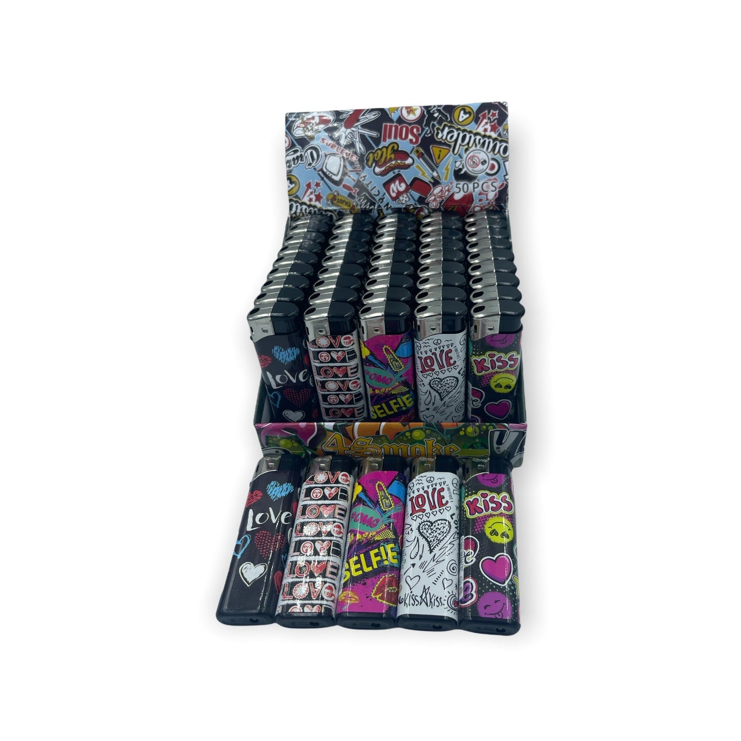 Lighters 50 Pieces With Kiss and Lips Gravity Motif