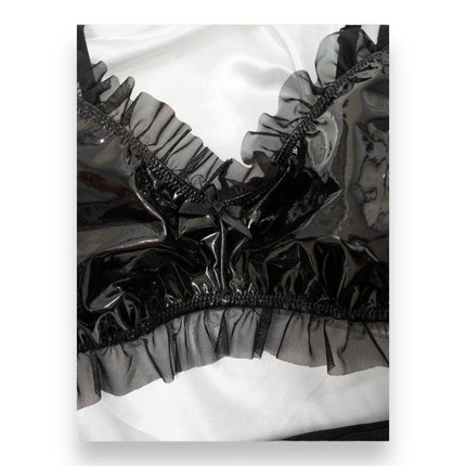 Wetlook Lingerie Set Zwart - Maat: Groot 40/42 - BULK Aanbieding