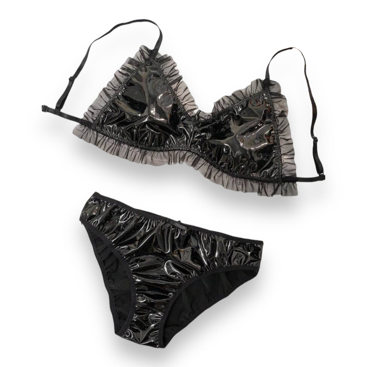 Wetlook Lingerie Set Zwart - Maat 40/42
