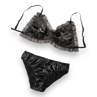 Wetlook Lingerie Set Zwart - Maat 40/42