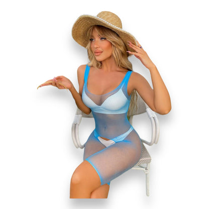 Seductive Sexy Body Stocking - Blue - One Size Fits Most - Bulk Offer 