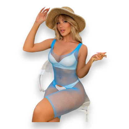 Seductive Sexy Body Stocking - Blue - One Size Fits Most - Bulk Offer 