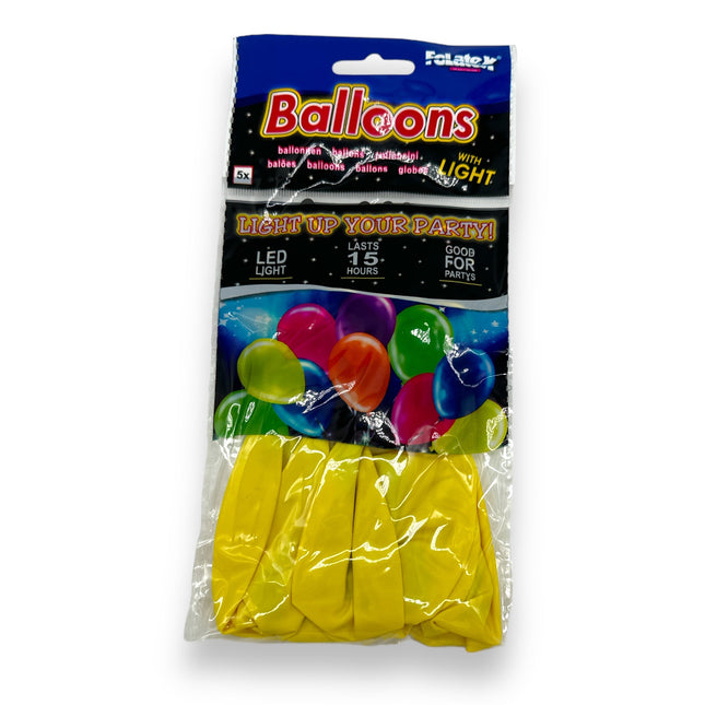 LED Ballonnen 5 stuks - geel of multicolor