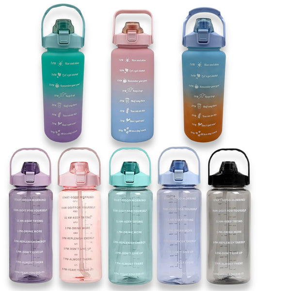 Waterfles met Tijdsaanduiding 2 liter - 8 kleuren