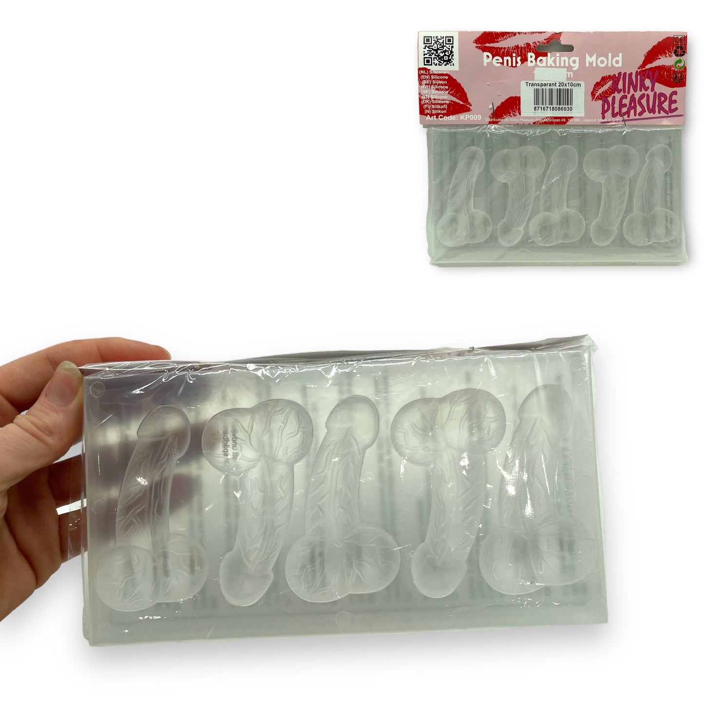 Create ice cubes in the shape of a penis with the Kinky Pleasure Penis Shape Ice Cube Maker - Transparent PVC - 14.5x30cm