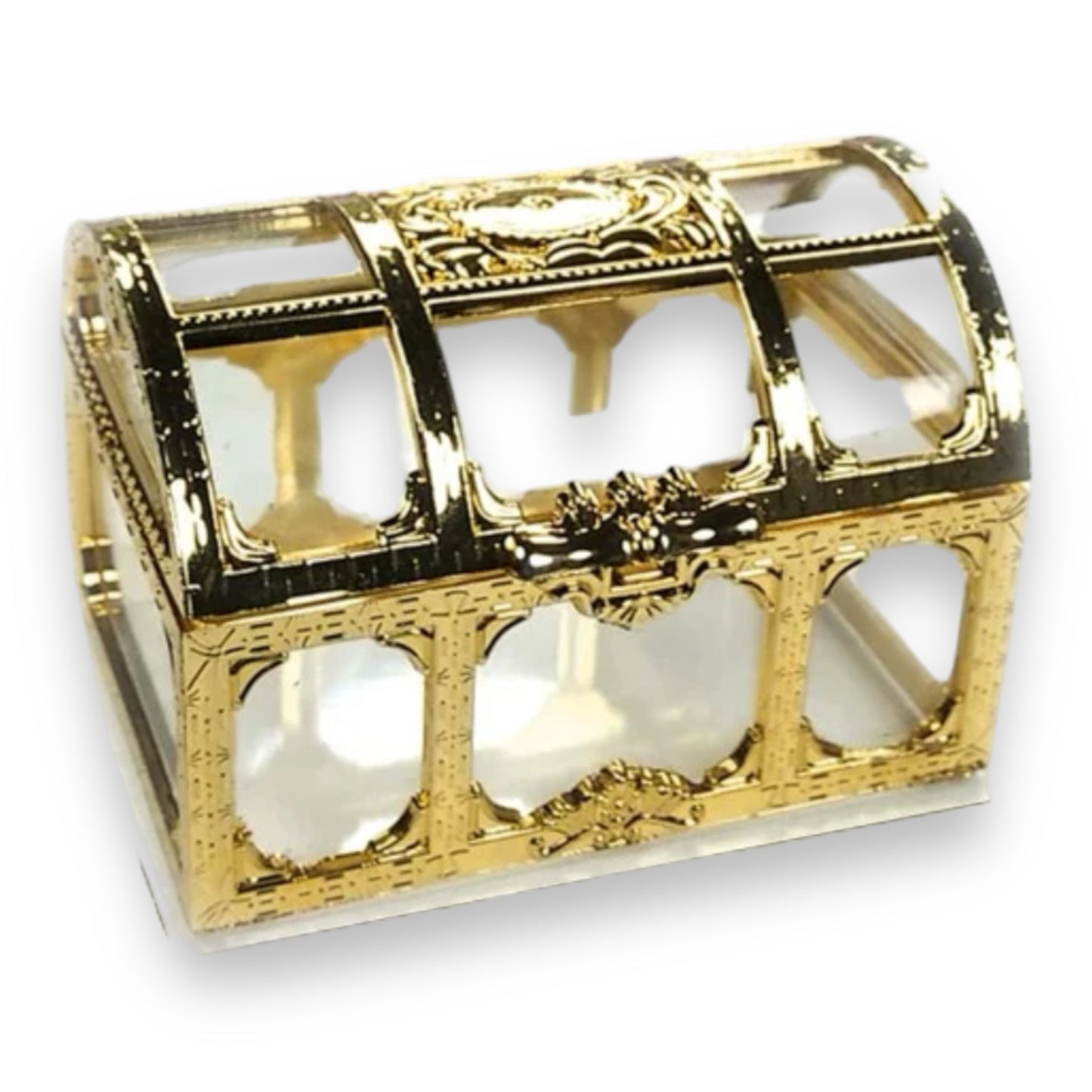 Small Plastic Clear Gold Treasure Box - Store Your Treasures with Style 90mm x 63mm