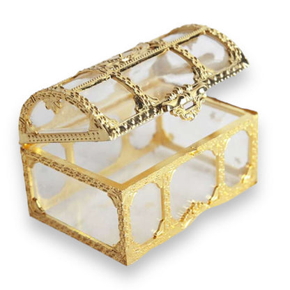 Small Plastic Clear Gold Treasure Box - Store Your Treasures with Style 90mm x 63mm