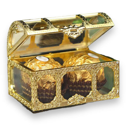 Small Plastic Clear Gold Treasure Box - Store Your Treasures with Style 90mm x 63mm