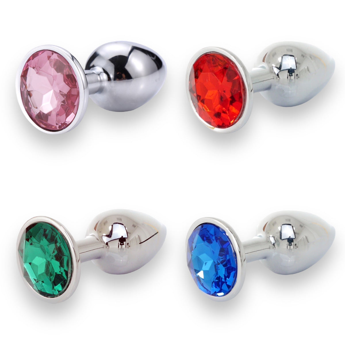 Analplug Silber mit Diamantstein - 7 cm, 4 Farben