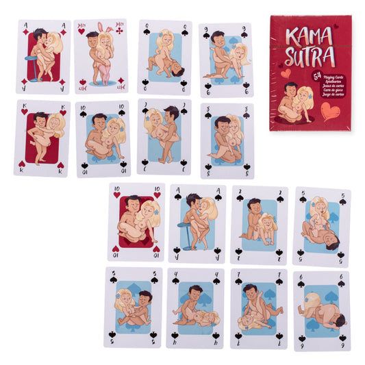 Ontdek nieuwe mogelijkheden met het KamaSutra kaartspel - Cartoon man en vrouw sexstandjes - 54-delig