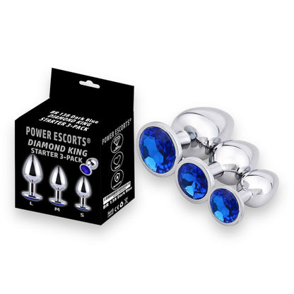 Metal Butt Plug Set of 3 Plugs in 3 sizes and in 6 different colors