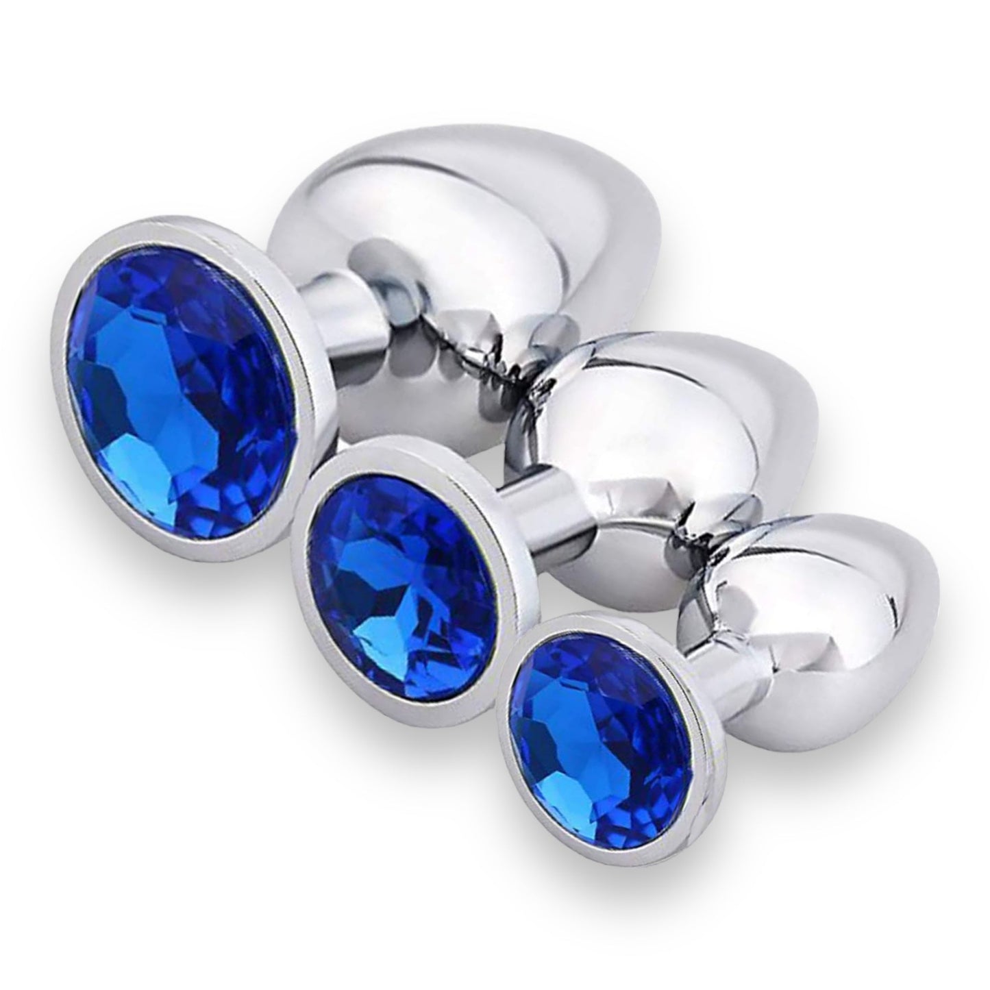 Metal Butt Plug Set of 3 Plugs in 3 sizes and in 6 different colors