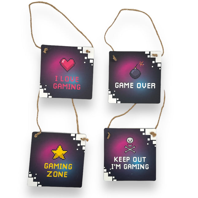 Gaming Deurbordjes – Set van 4 pixelstijl hangbordjes voor gamers