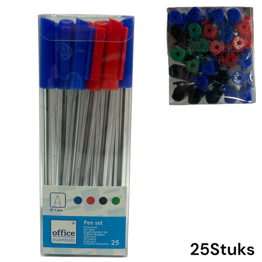 Office Essentials Pennen Set 25 Stuks