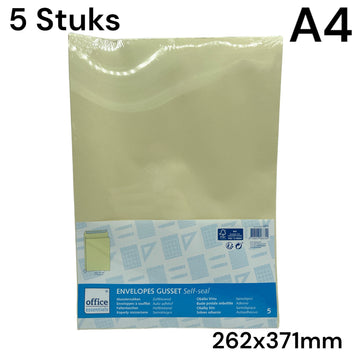 Konvolut med selvklæbende strimmel A4 262x371mm 5 stykker beige