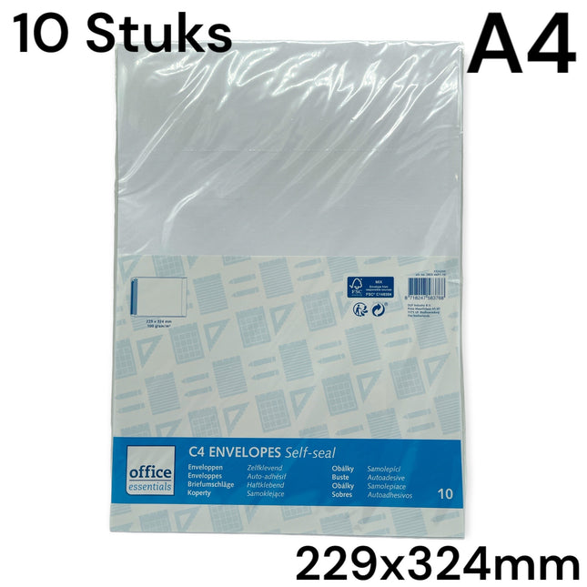 A4 Enveloppen - 229 x 324mm - 10 Stuks | Hoogwaardige Papieren Enveloppen