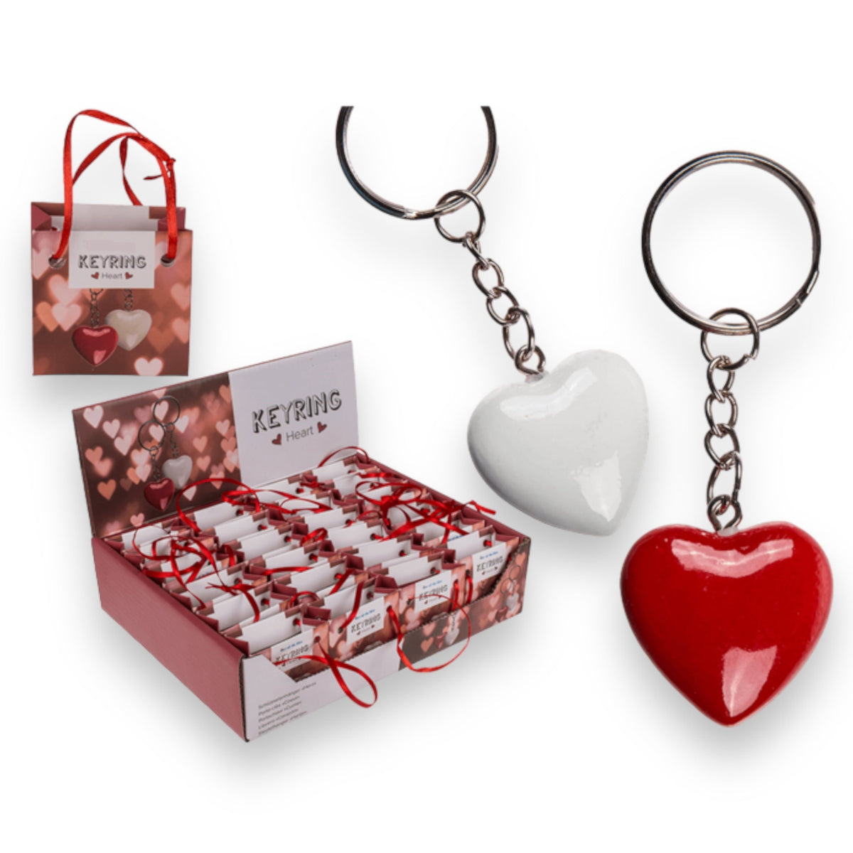 Sleutelhanger Hart in Tasje - Rood of Wit
