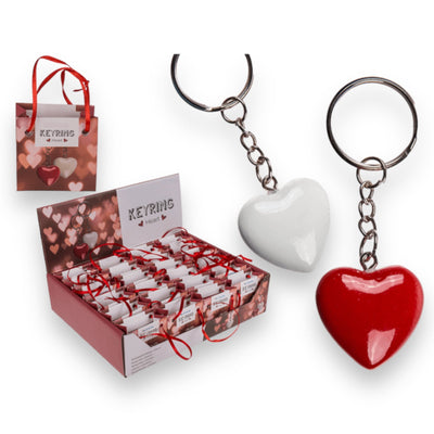Sleutelhanger Hart in Tasje - Rood of Wit