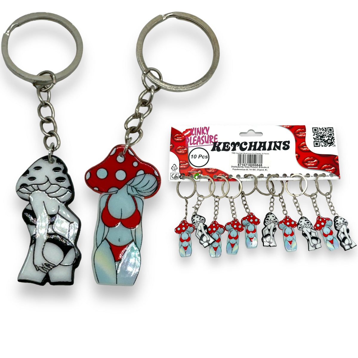 Sleutelhanger Paddenstoelenmeisje - Rood of Zwart