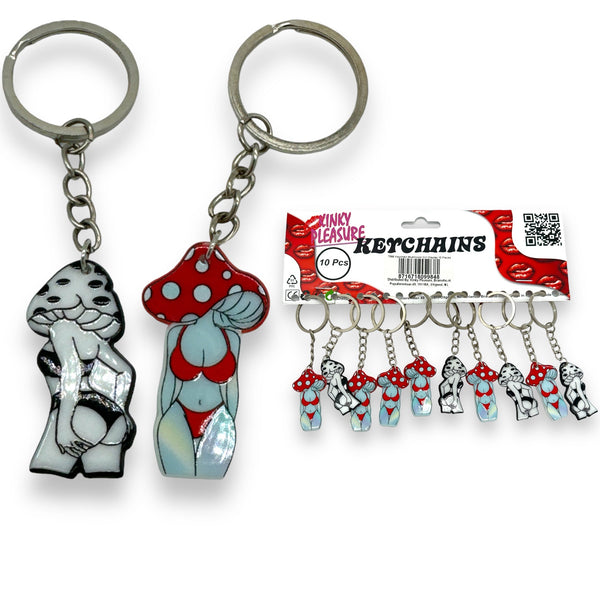 Sleutelhanger Paddenstoelenmeisje - Rood of Zwart