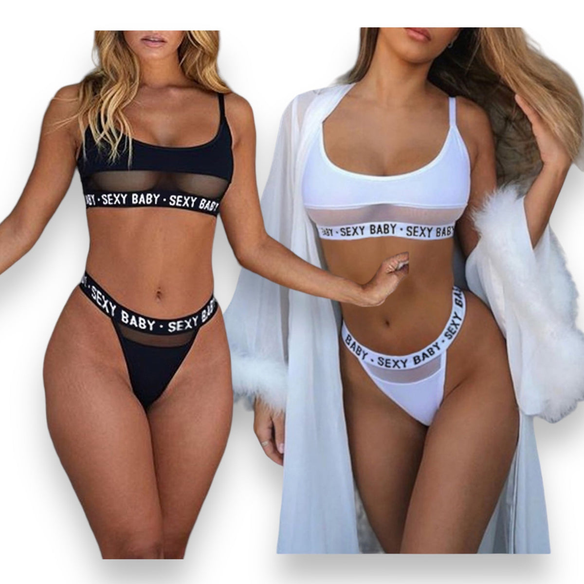 Erotisches Dessous-Set Schwarz 2 Farben In 3 Größen