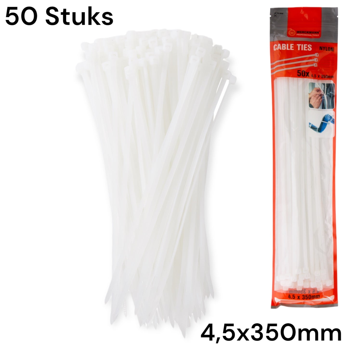 Wreckman Kabel Binders Wit 3,5x350mm 50 Stuks